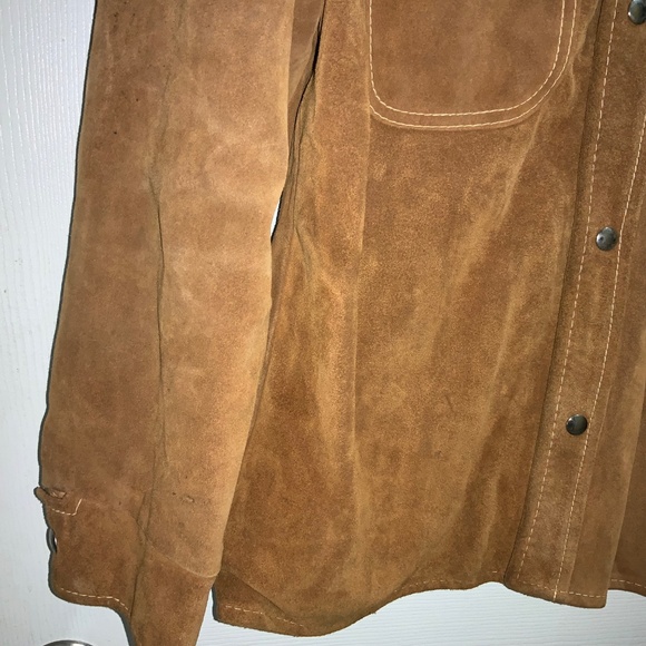 R. Sherman vintage 70’s Suede Leather jacket Sz 42 snap close flap chest pockets - Picture 2 of 10
